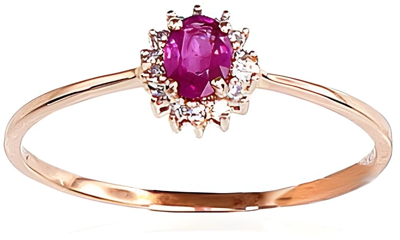 Diamond Sky Jewelry Auksinis žiedas su deimantais ir rubinais „Ferro VII“
