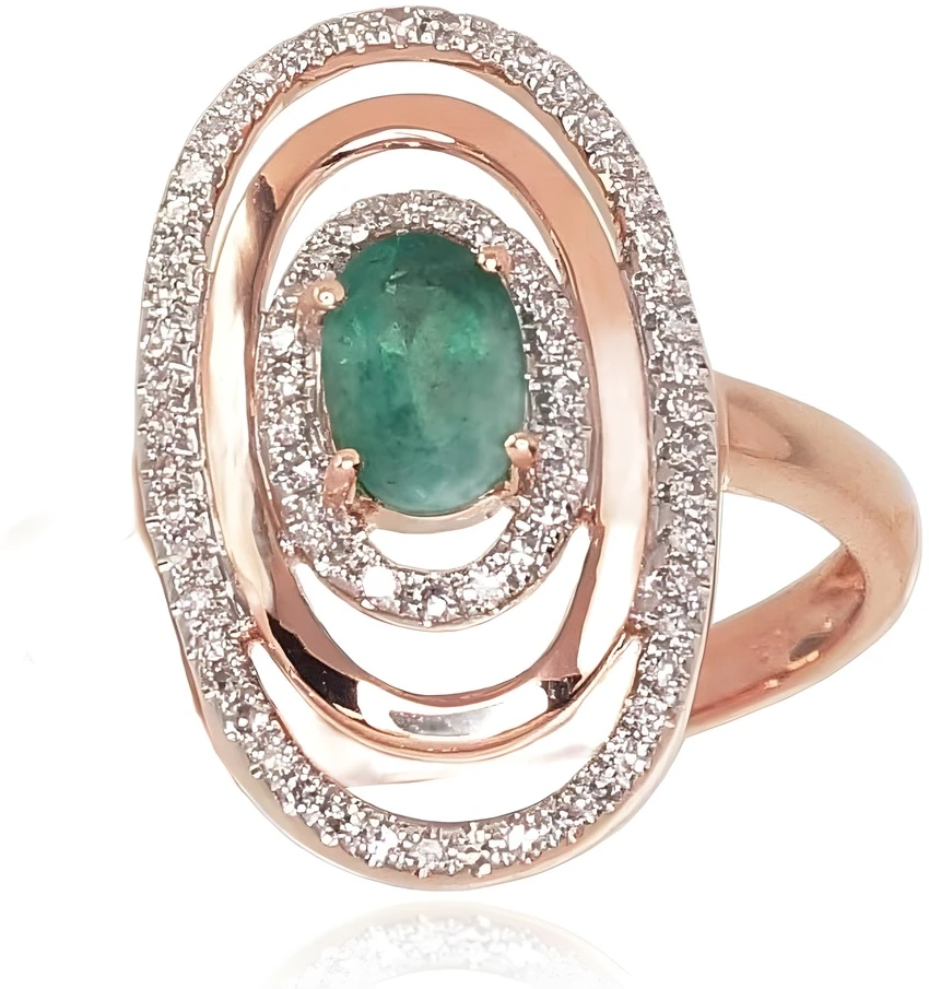 Diamond Sky Jewelry Auksinis žiedas su deimantais ir smaragdais „Emma II“