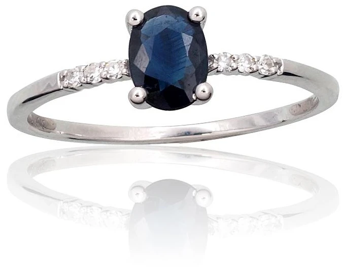 Diamond Sky Jewelry Auksinis žiedas su deimantais ir safyrais „Grakštumas IV“