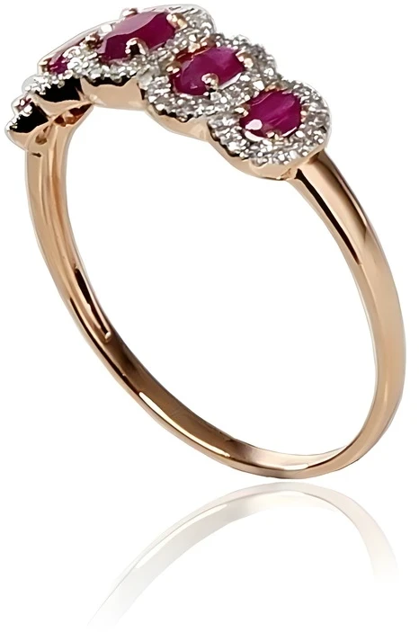 Diamond Sky Jewelry Auksinis žiedas su deimantais ir rubinais „Jenny II“