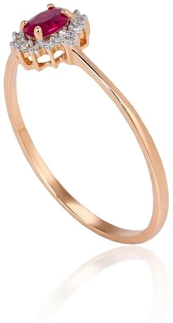 Diamond Sky Jewelry Auksinis žiedas su deimantais ir rubinais „Ferro VII“
