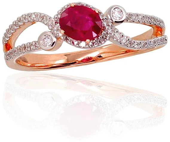 Diamond Sky Jewelry Auksinis žiedas su deimantais ir rubinais „Je t'aime II“