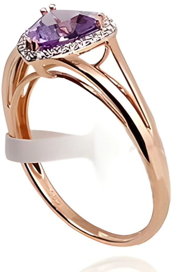 Diamond Sky Jewelry Auksinis žiedas su deimantais ir ametistais „Princess III“