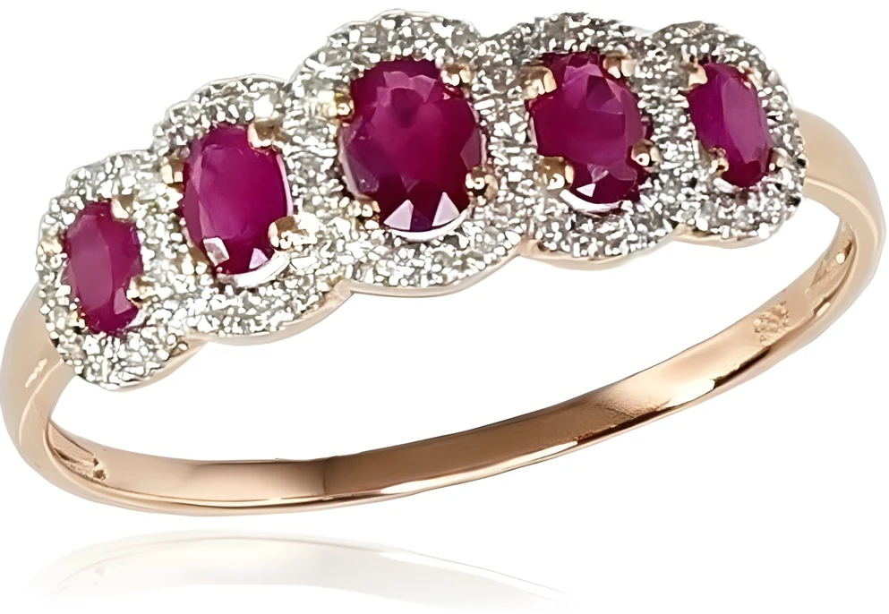 Diamond Sky Jewelry Auksinis žiedas su deimantais ir rubinais „Jenny II“