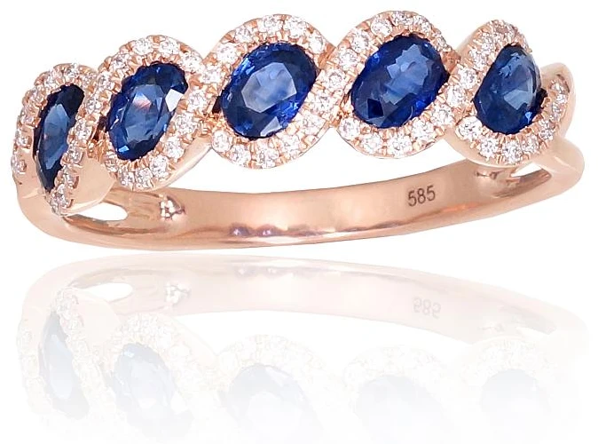 Diamond Sky Jewelry Auksinis žiedas su deimantais ir safyrais „Atėnė II“