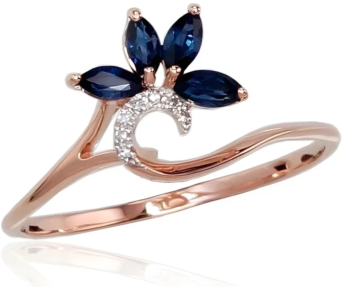 Diamond Sky Jewelry Auksinis žiedas su deimantais ir safyrais „Crystallite III“
