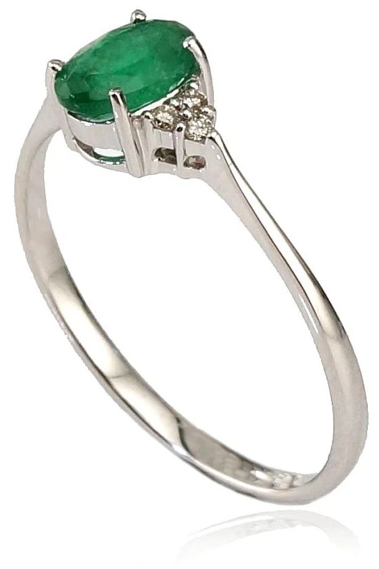 Diamond Sky Jewelry Auksinis žiedas su deimantais ir smaragdais „Grakštumas III“