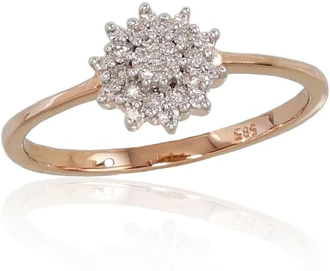 Diamond Sky Jewelry Auksinis žiedas su deimantais „Deimantų Gėlė“