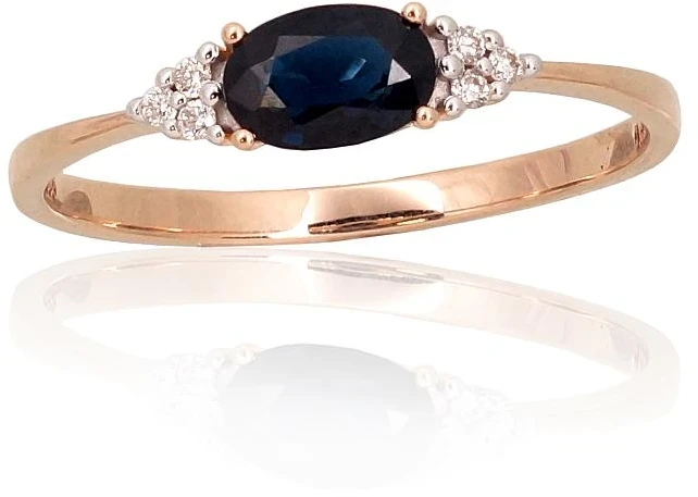 Diamond Sky Jewelry Auksinis žiedas su deimantais ir safyrais „Constance IV“