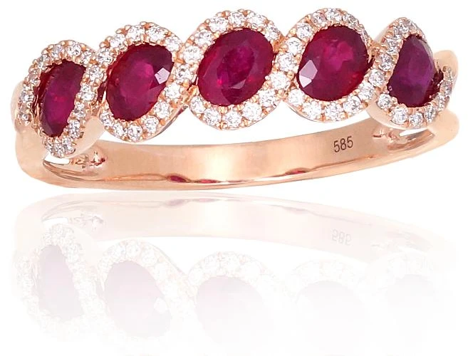 Diamond Sky Jewelry Auksinis žiedas su deimantais ir rubinais „Atėnė“