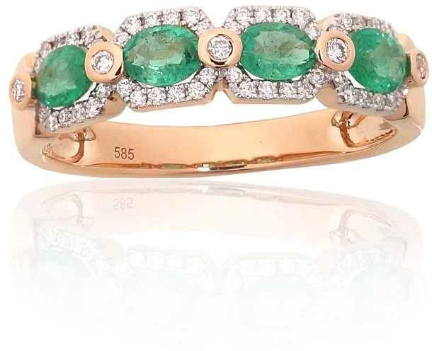 Diamond Sky Jewelry Auksinis žiedas su deimantais ir smaragdais „Smaragdo Gralis“