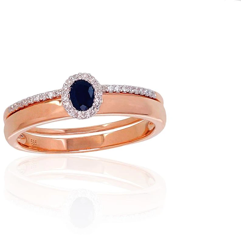 Diamond Sky Jewelry Auksinis žiedas su deimantais ir safyrais „Je t'aime VI“