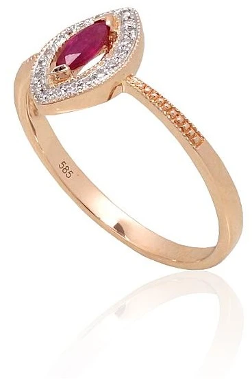 Diamond Sky Jewelry Auksinis žiedas su deimantais ir rubinais „Aleksandrija“