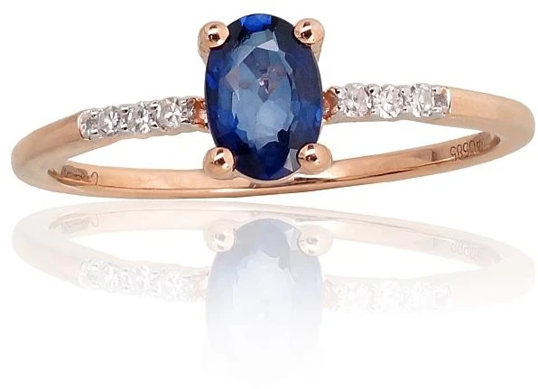 Diamond Sky Jewelry Auksinis žiedas su deimantais ir safyrais „Grakštumas XIV“