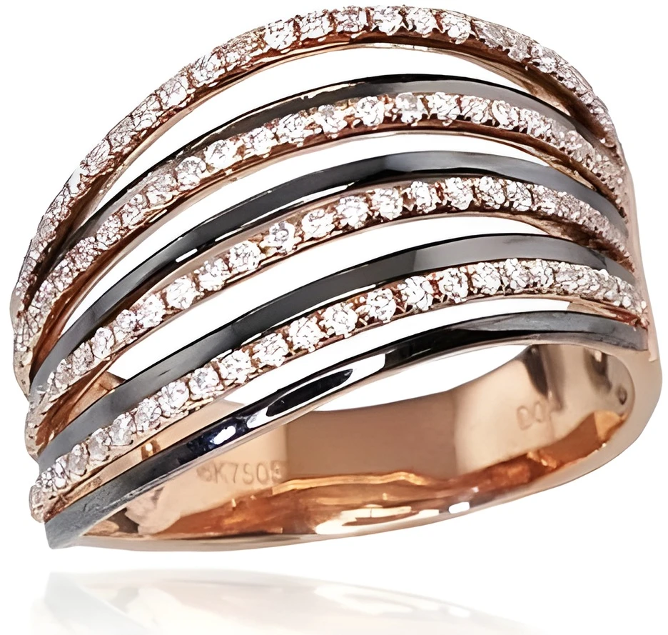 Diamond Sky Jewelry Auksinis žiedas su deimantais „Aukso Raštas“