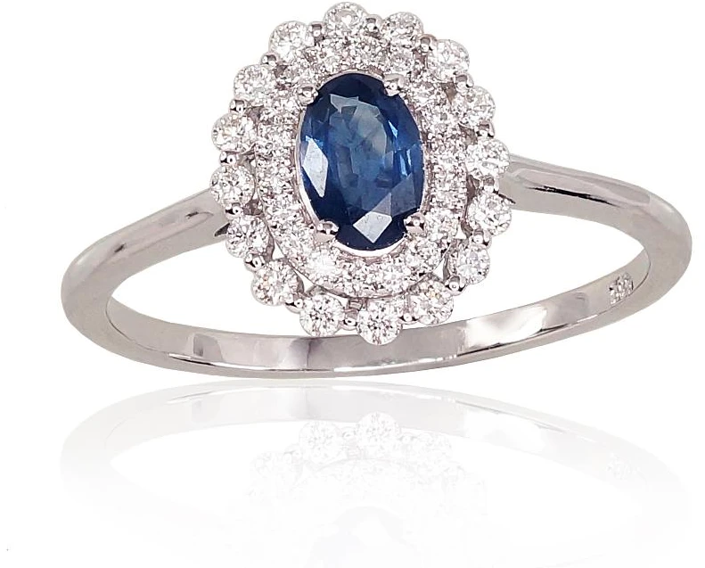 Diamond Sky Jewelry Auksinis žiedas su deimantais ir safyrais „Romance“