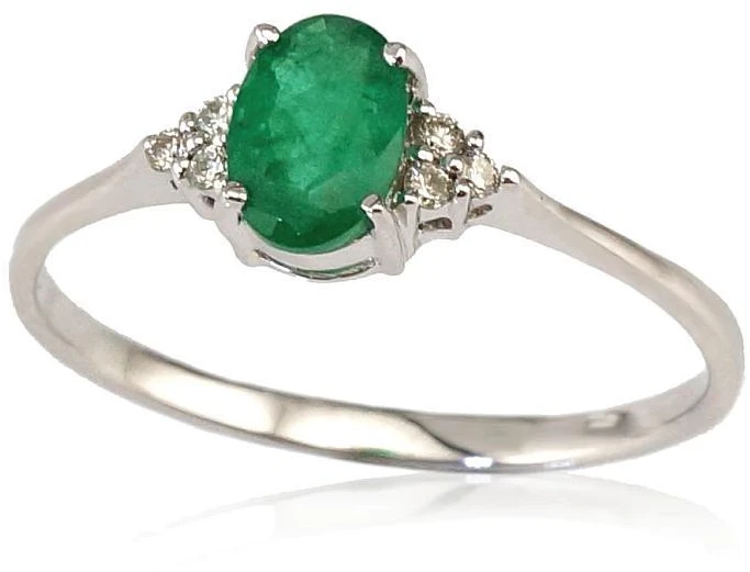Diamond Sky Jewelry Auksinis žiedas su deimantais ir smaragdais „Grakštumas III“