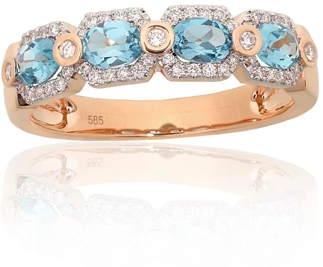 Diamond Sky Jewelry Auksinis žiedas su deimantais ir topazais „Žydra Karūna“