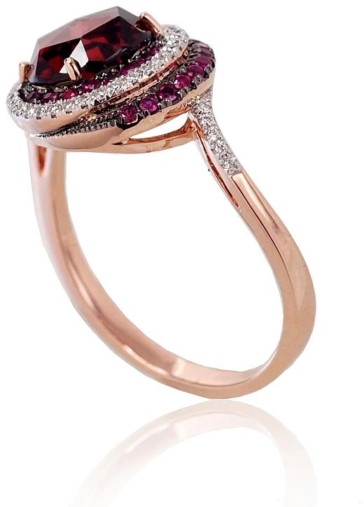 Diamond Sky Jewelry Auksinis žiedas su deimantais, rubinais ir granatais „Constellation III“