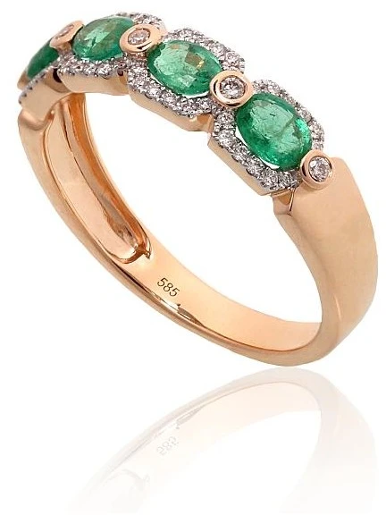 Diamond Sky Jewelry Auksinis žiedas su deimantais ir smaragdais „Smaragdo Gralis“