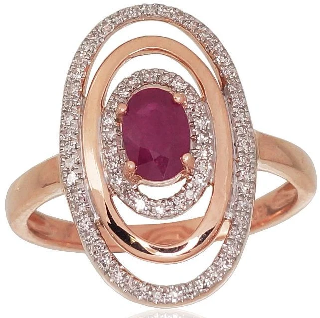Diamond Sky Jewelry Auksinis žiedas su deimantais ir rubinais „Emma III“