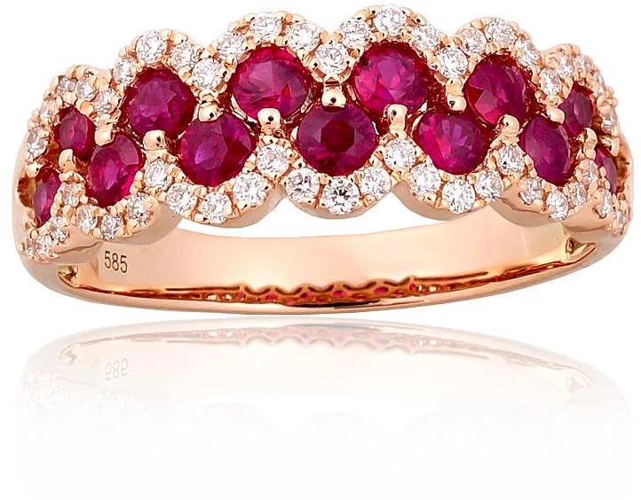 Diamond Sky Jewelry Auksinis žiedas su deimantais ir rubinais „Aukso Raštas XV“