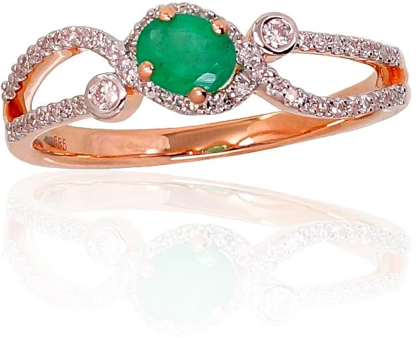 Diamond Sky Jewelry Auksinis žiedas su deimantais ir smaragdais „Je t'aime“