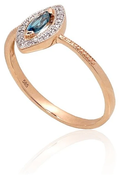 Diamond Sky Jewelry Auksinis žiedas su deimantais ir topazais „Aleksandrija V“