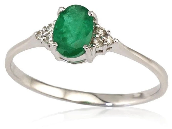 Diamond Sky Jewelry Auksinis žiedas su deimantais ir smaragdais „Grakštumas III“