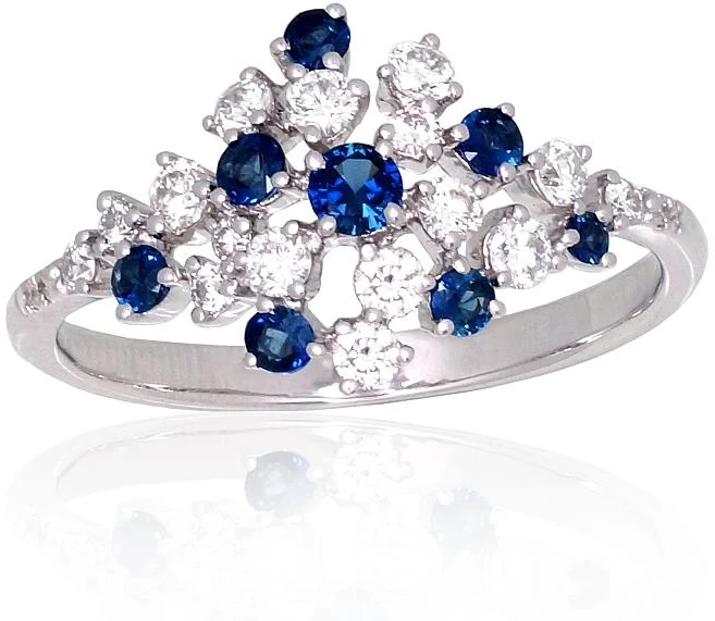 Diamond Sky Jewelry Auksinis žiedas su deimantais ir safyrais „Lunar Symphony“