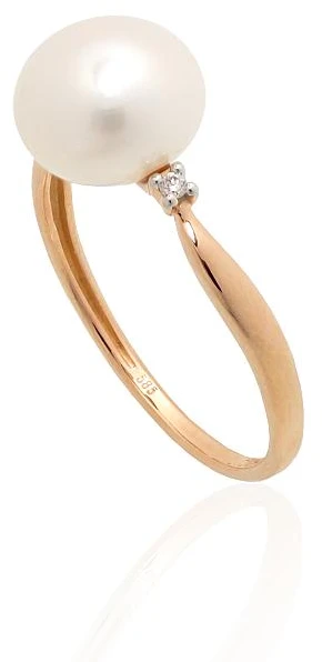 Diamond Sky Jewelry Auksinis žiedas su deimantais ir perlais „Perlo paslaptis“