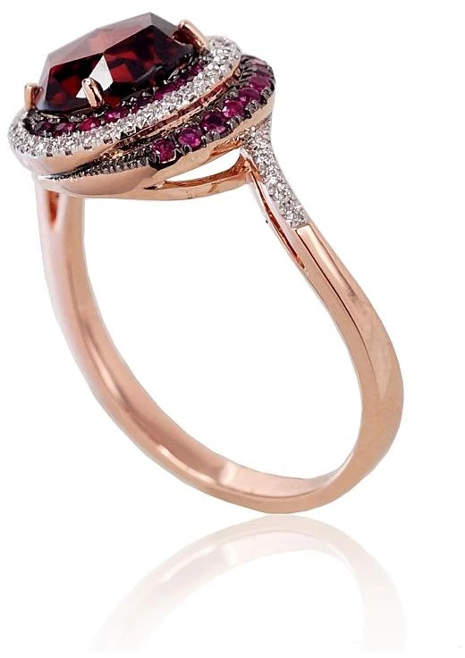 Diamond Sky Jewelry Auksinis žiedas su deimantais, rubinais ir granatais „Constellation III“