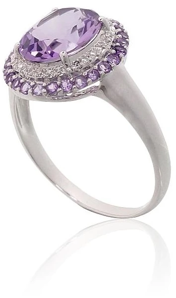Diamond Sky Jewelry Auksinis žiedas su deimantais ir ametistais „Ametisto Didybė“