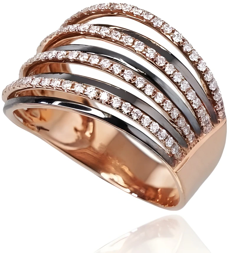 Diamond Sky Jewelry Auksinis žiedas su deimantais „Aukso Raštas“