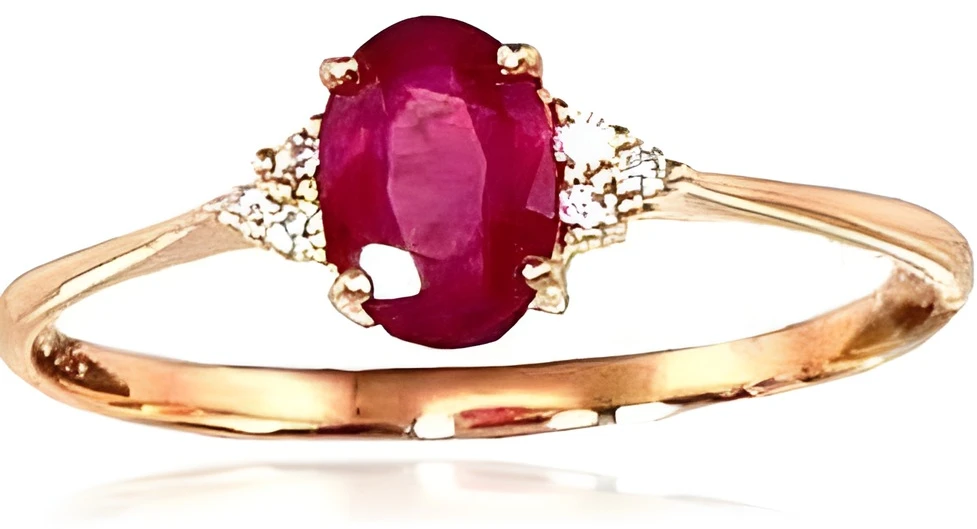Diamond Sky Jewelry Auksinis žiedas su deimantais ir rubinais „Grakštumas VII“