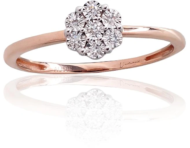 Diamond Sky Jewelry Auksinis žiedas su deimantais „Deimantų Gėlė V“