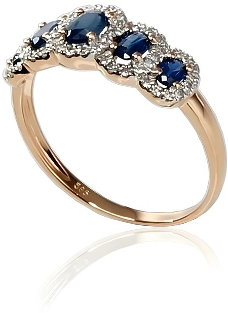 Diamond Sky Jewelry Auksinis žiedas su deimantais ir safyrais „Jenny“