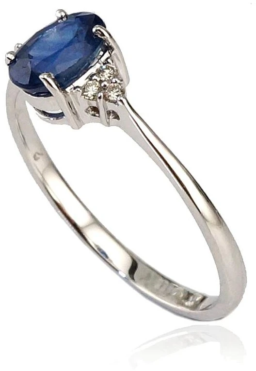Diamond Sky Jewelry Auksinis žiedas su deimantais ir safyrais „Grakštumas“