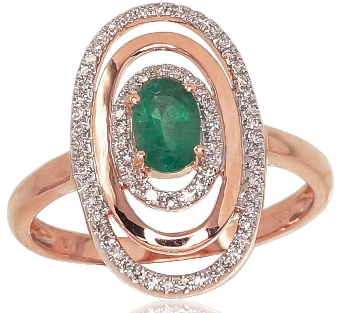 Diamond Sky Jewelry Auksinis žiedas su deimantais ir smaragdais „Emma II“