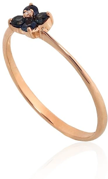 Diamond Sky Jewelry Auksinis žiedas su deimantais ir safyrais „Vidurnakčio Žiedas“