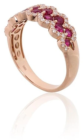 Diamond Sky Jewelry Auksinis žiedas su deimantais ir rubinais „Aukso Raštas XV“