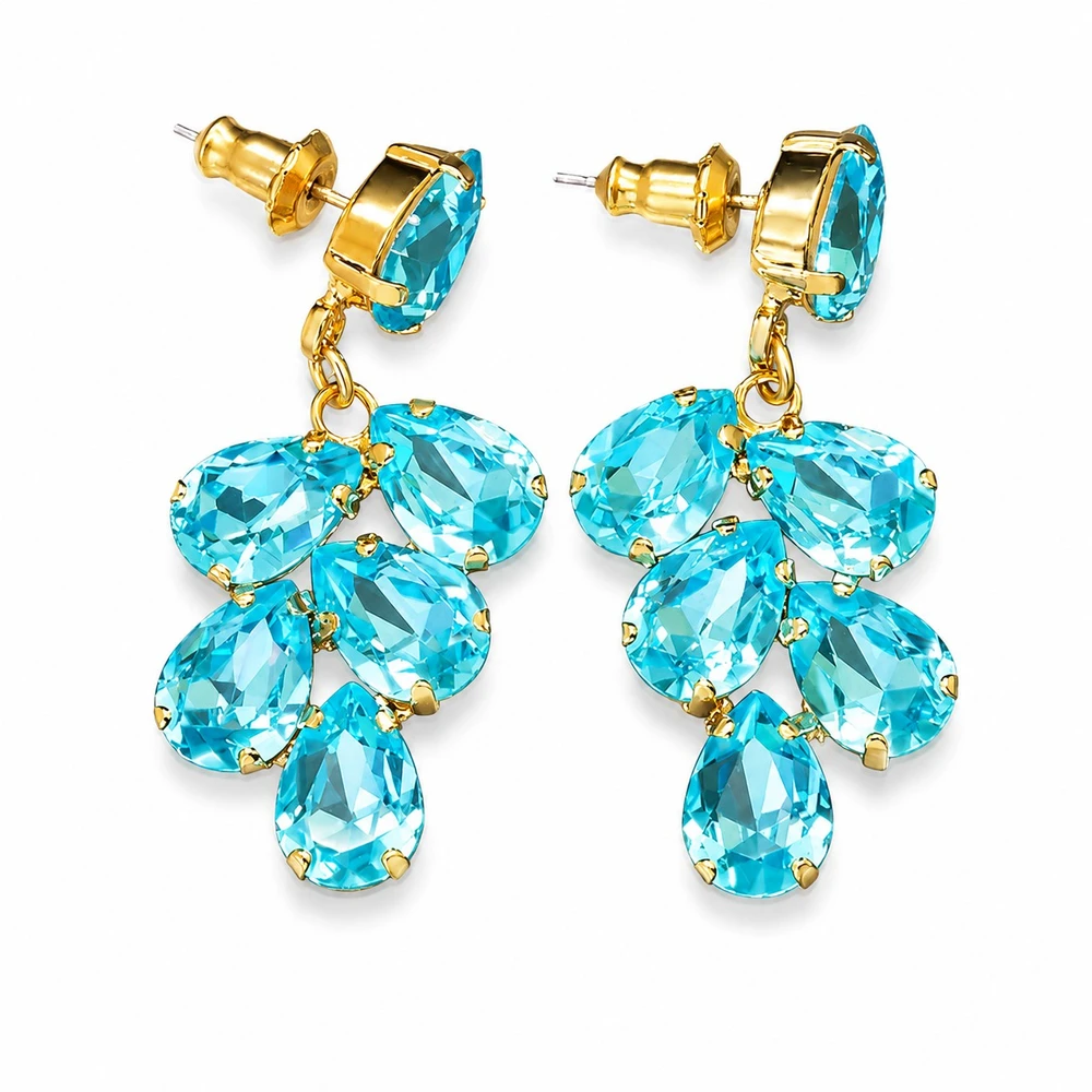 Diamond Sky Jewelry Auskarai „Amber II (Aqua Bohemica)“ su Preciosa® kristalais