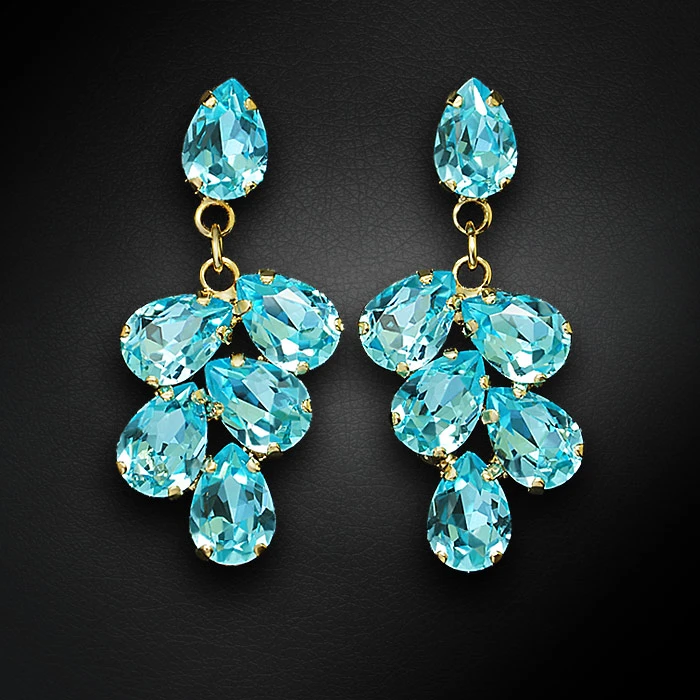 Diamond Sky Jewelry Auskarai „Amber II (Aqua Bohemica)“ su Preciosa® kristalais