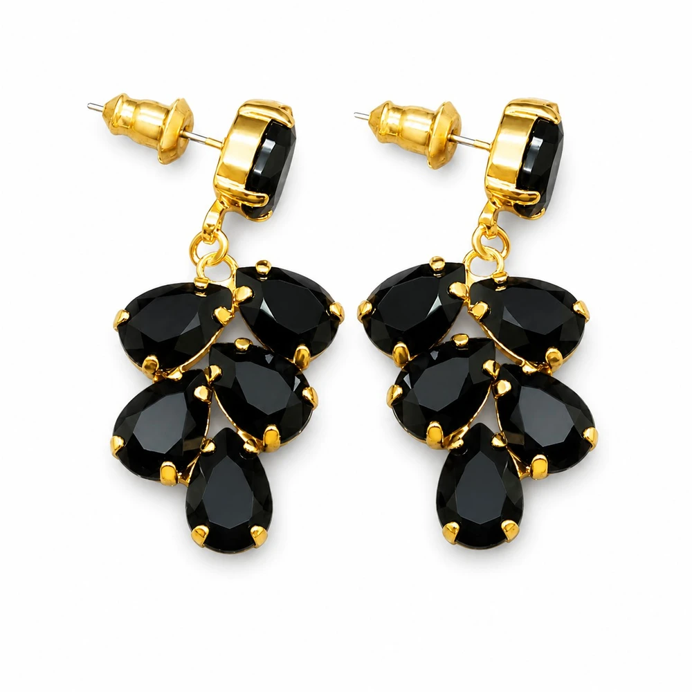 Diamond Sky Jewelry Auskarai „Amber II (Jet)“ su Preciosa® kristalais