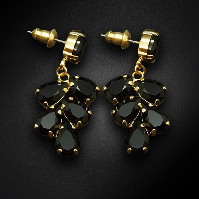 Diamond Sky Jewelry Auskarai „Amber II (Jet)“ su Preciosa® kristalais