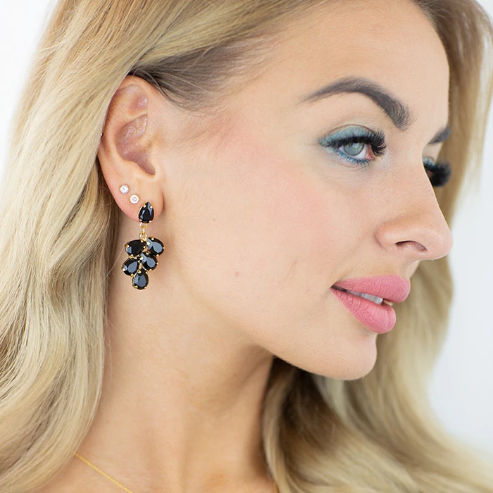 Diamond Sky Jewelry Auskarai „Amber II (Jet)“ su Preciosa® kristalais