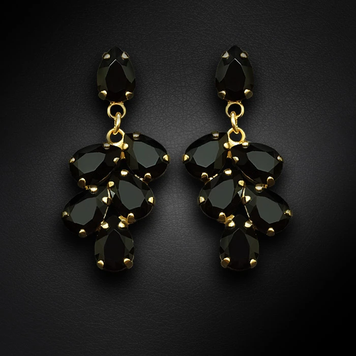 Diamond Sky Jewelry Auskarai „Amber II (Jet)“ su Preciosa® kristalais