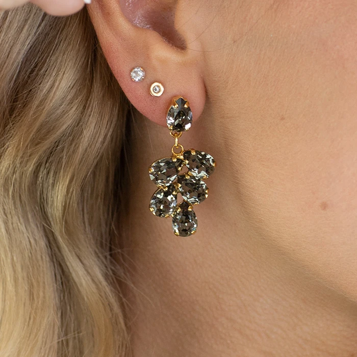 Diamond Sky Jewelry Auskarai „Amber II (Juodas Diamond)“ su Preciosa® kristalais