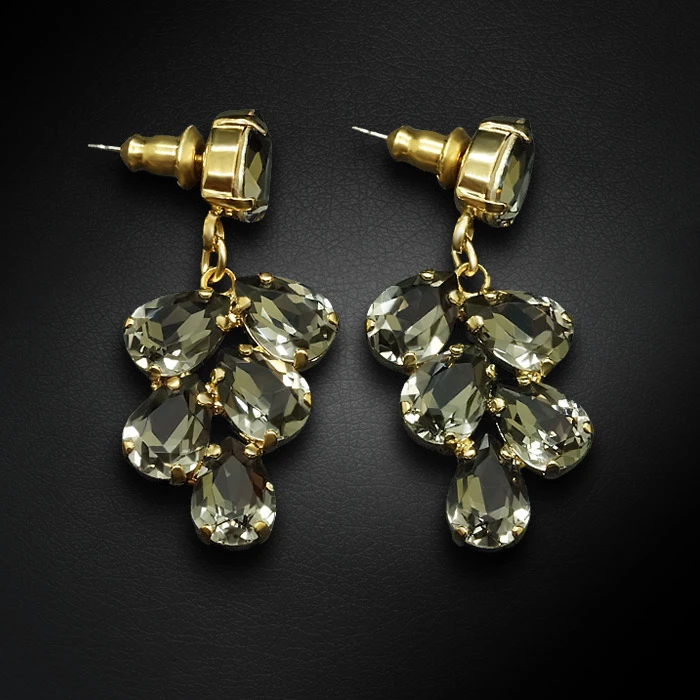 Diamond Sky Jewelry Auskarai „Amber II (Juodas Diamond)“ su Preciosa® kristalais