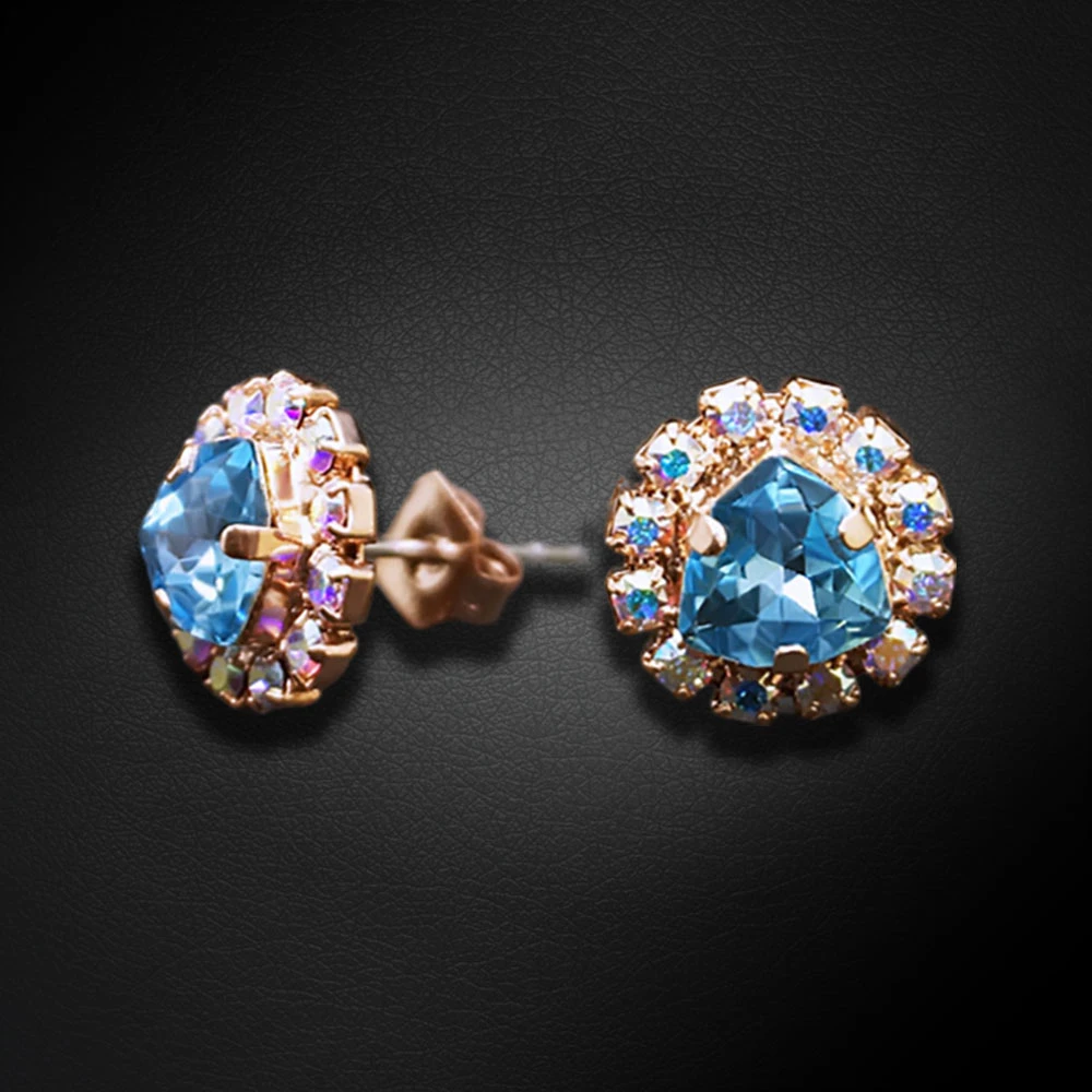 Diamond Sky Jewelry Auskarai „Bermuda Triangle IV (Aquamarine Mėlyna)“ su Swarovski® kristalais